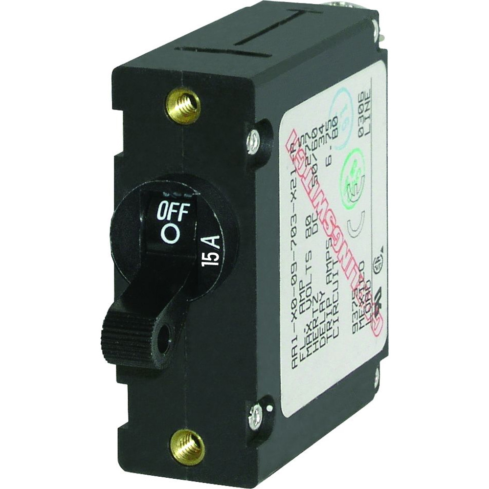 Blue Sea Systems 7208 AC/DC Single Pole Magnetic World Circuit Breaker - 15AMP 1 Blue Sea Systems 7208 AC/DC Single Pole Magnetic World Circuit Breaker - 15AMP