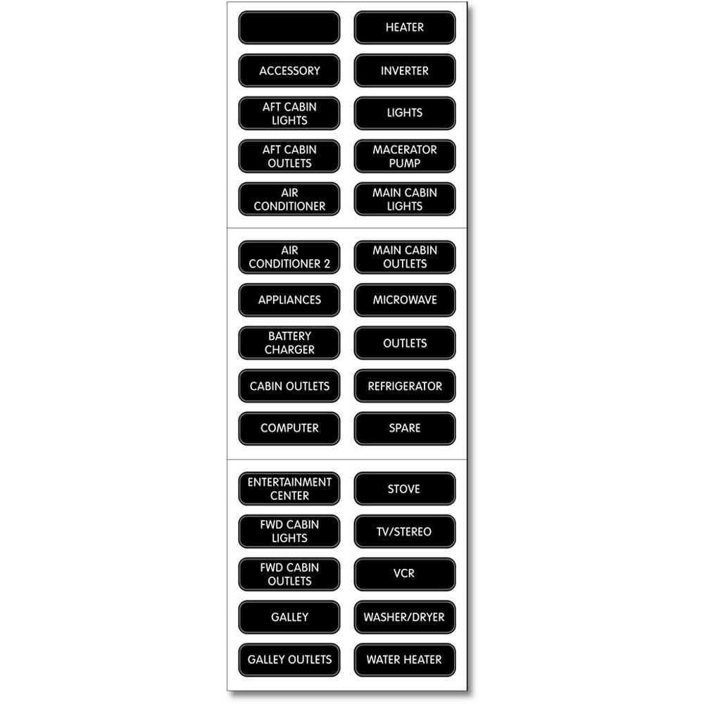 Blue Sea Systems 8031 AC Panel Basic 30 Label Set 1 Blue Sea Systems 8031 AC Panel Basic 30 Label Set