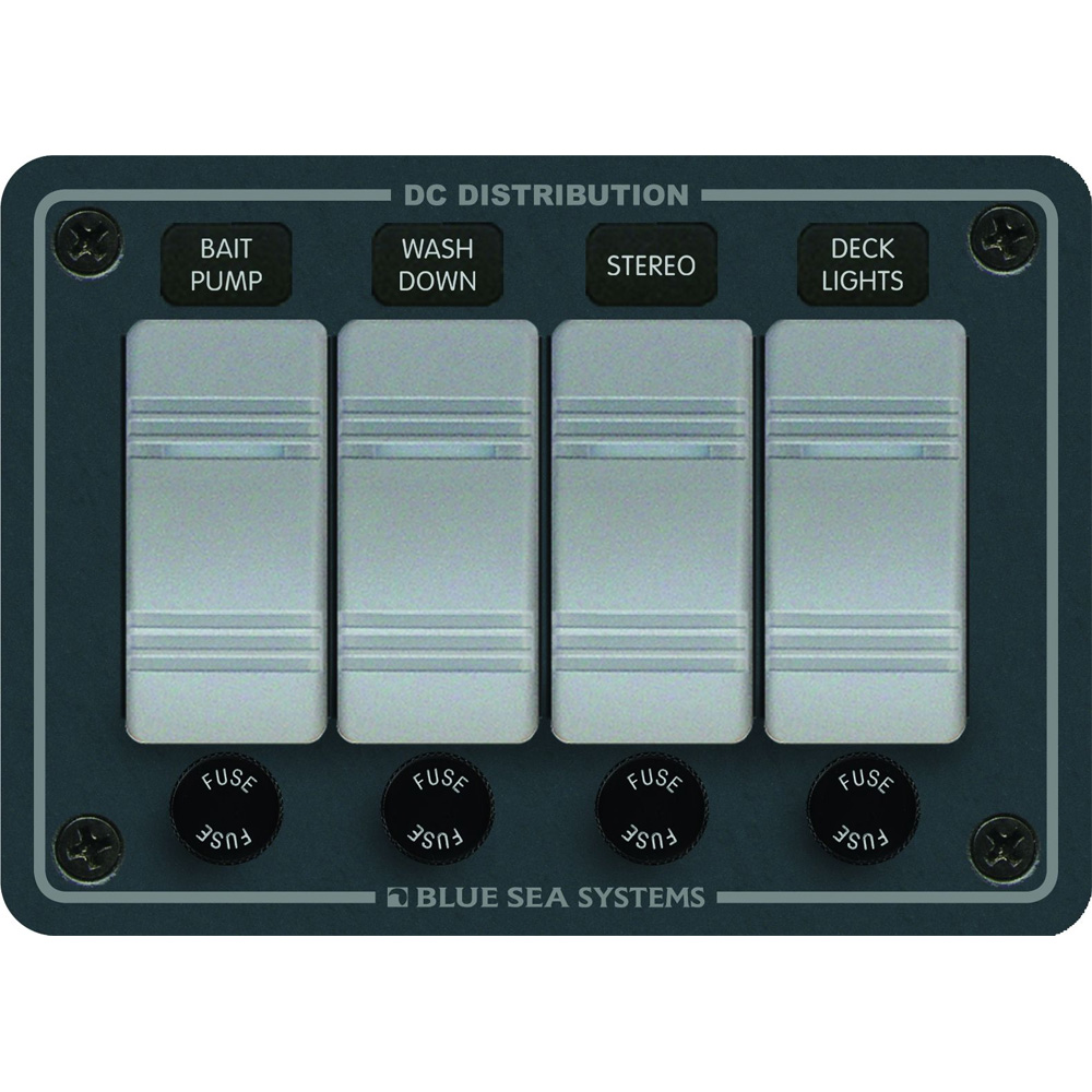 Blue Sea Systems 8262 Waterproof Panel 4 Position - Slate Grey 1 Blue Sea Systems 8262 Waterproof Panel 4 Position - Slate Grey