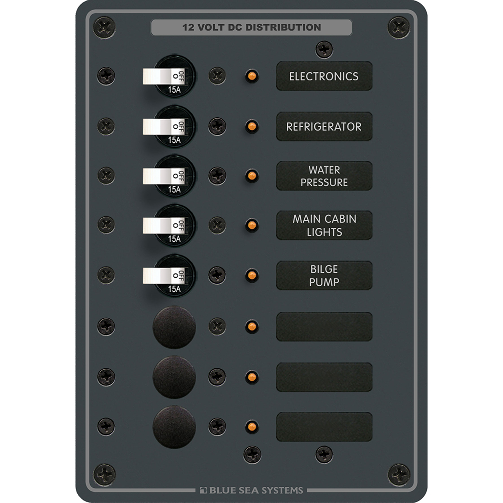 Blue Sea Systems 8023 DC 8 Position Circuit Breaker - White Switches 1 Blue Sea Systems 8023 DC 8 Position Circuit Breaker - White Switches