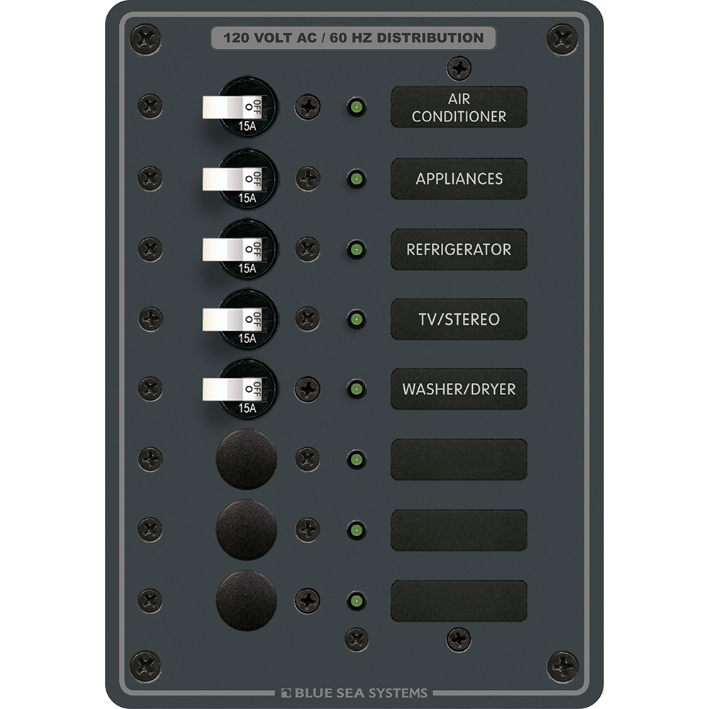 Blue Sea Systems 8059 AC 8 Position Toggle Circuit Breaker Panel 1 Blue Sea Systems 8059 AC 8 Position Toggle Circuit Breaker Panel