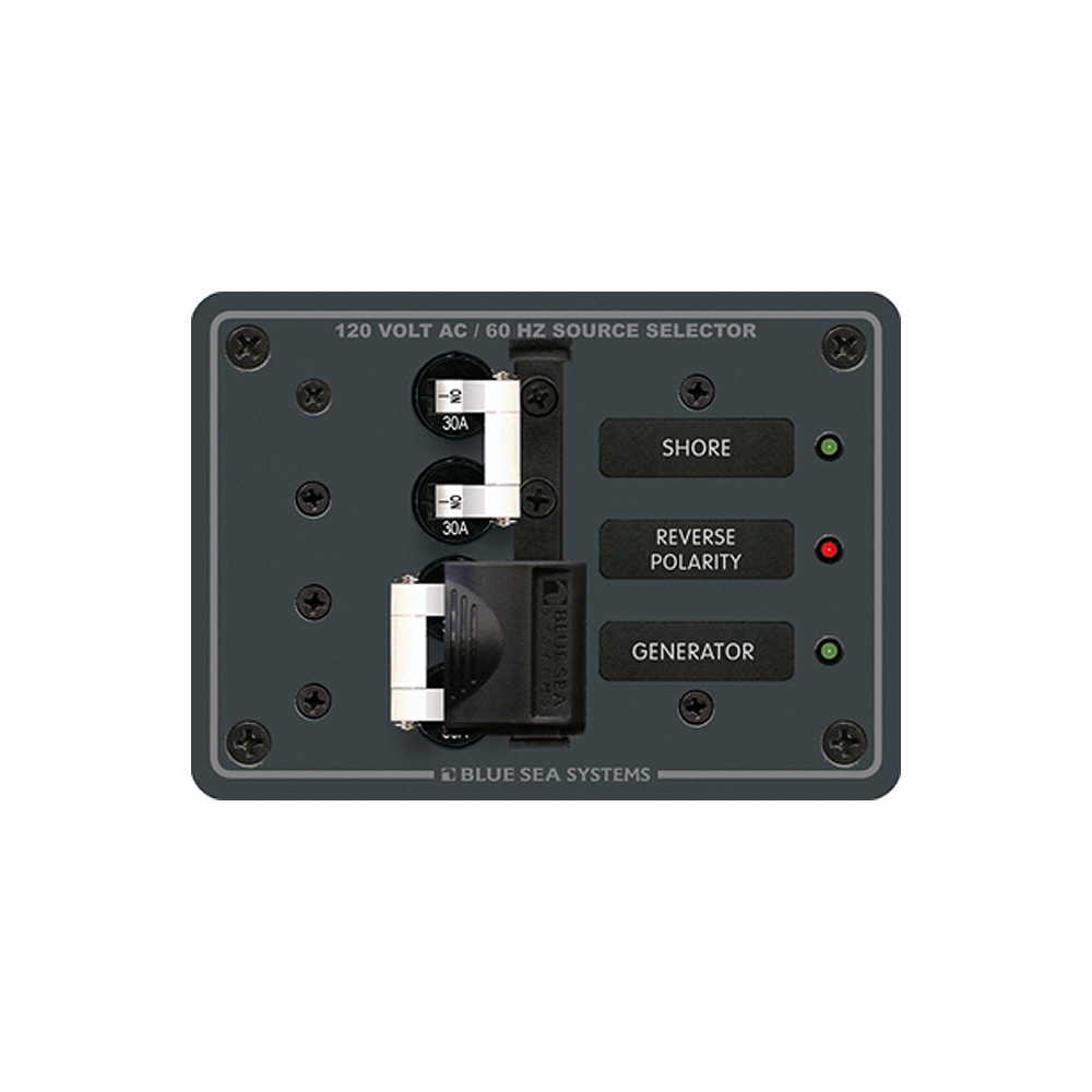 Blue Sea Systems 8032 AC Toggle Source Selector 120V AC - 30AMP - White Switches 1 Blue Sea Systems 8032 AC Toggle Source Selector 120V AC - 30AMP - White Switches