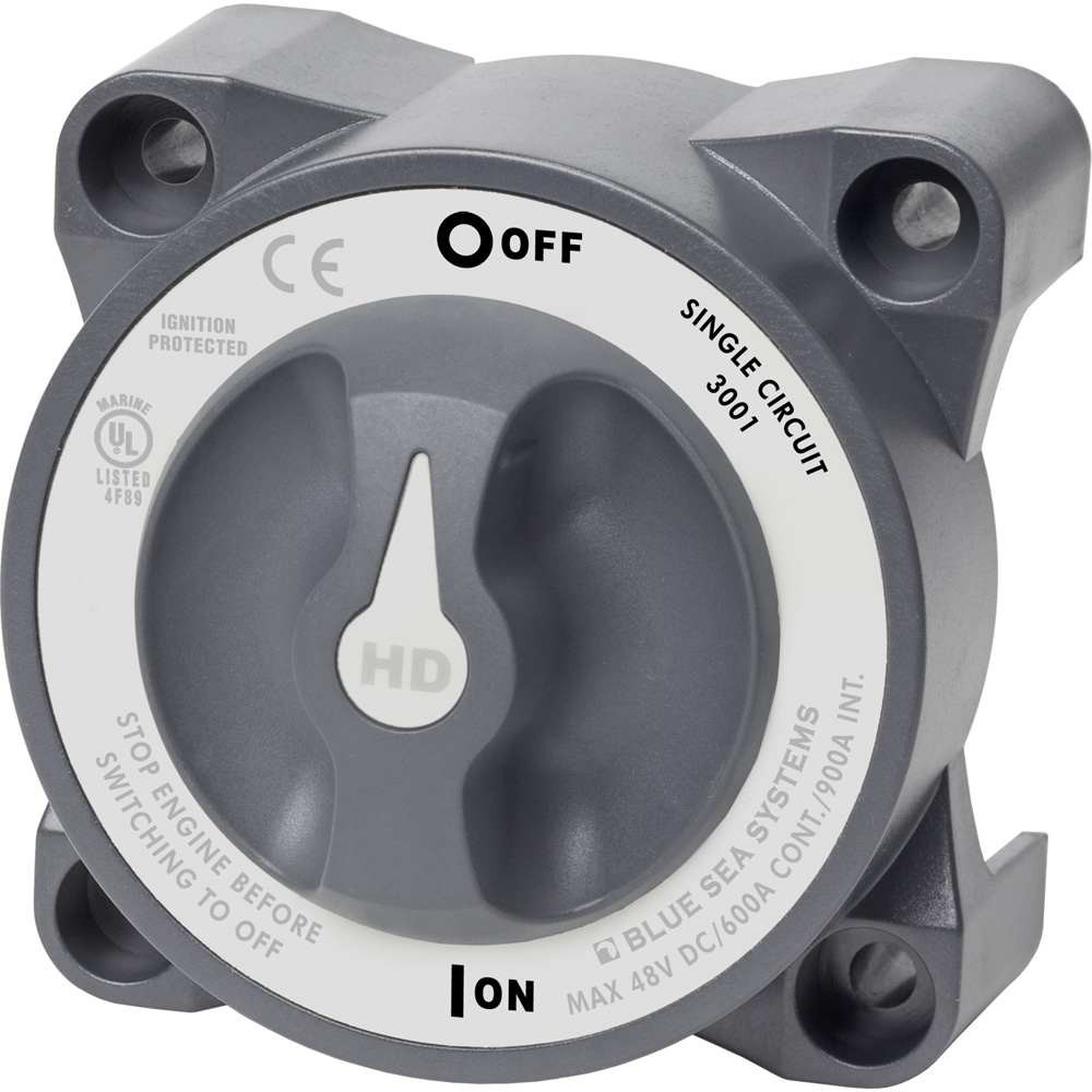 Blue Sea Systems 3001 HD-Series Battery Switch Single Circuit ON/OFF with AFD 1 Blue Sea Systems 3001 HD-Series Battery Switch Single Circuit ON/OFF with AFD