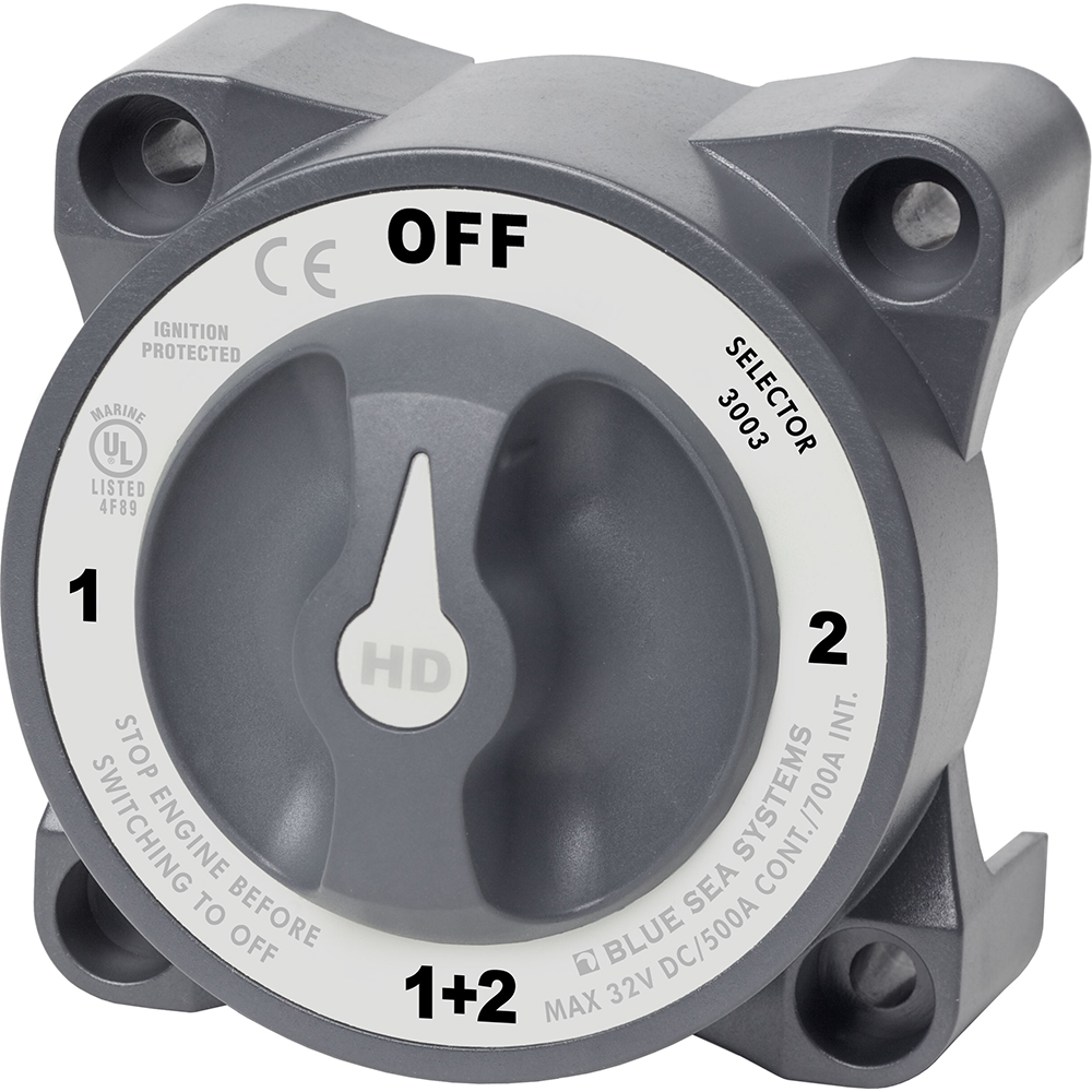 Blue Sea Systems 3003 HD-Series Battery Switch Selector with Alternator Field Disconnect 1 Blue Sea Systems 3003 HD-Series Battery Switch Selector with Alternator Field Disconnect