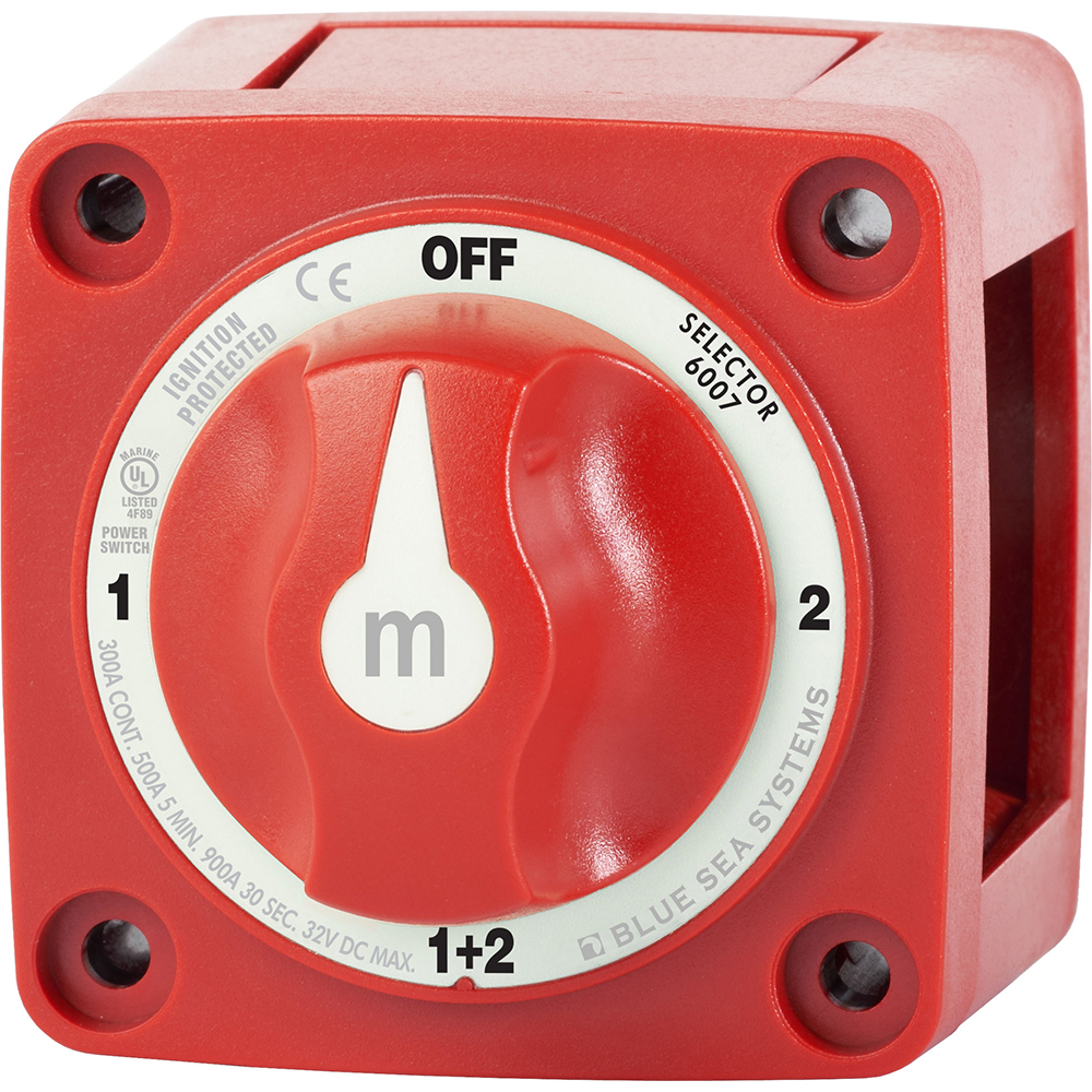Blue Sea Systems 6007 m-Series (Mini) Battery Switch Selector Four Position Red 1 Blue Sea Systems 6007 m-Series (Mini) Battery Switch Selector Four Position Red