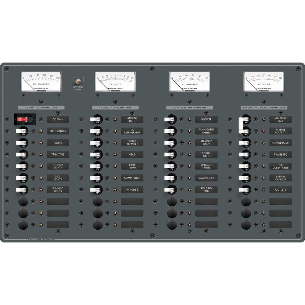 Blue Sea Systems 8095 AC Main +8 Positions / DC Main +29 Positions Toggle Circuit Breaker Panel (White Switches) 1 Blue Sea Systems 8095 AC Main +8 Positions / DC Main +29 Positions Toggle Circuit Breaker Panel (White Switches)