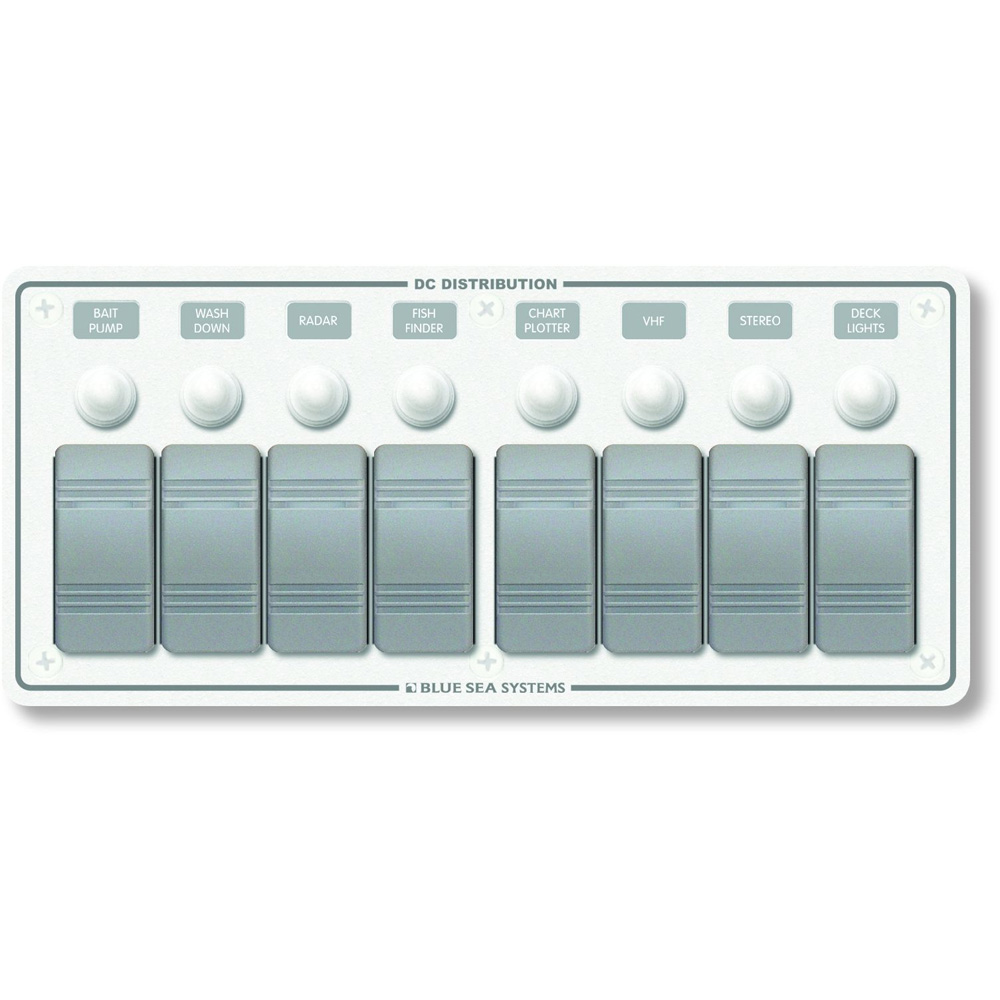 Blue Sea Systems 8271 Water Resistant Panel - 8 Position - White - Horizontal Mount 1 Blue Sea Systems 8271 Water Resistant Panel - 8 Position - White - Horizontal Mount