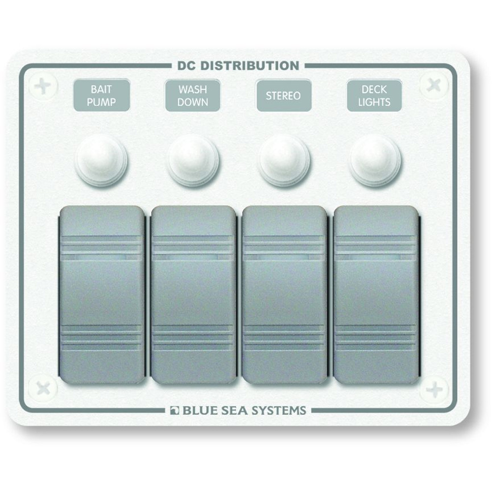 Blue Sea Systems 8272 Water Resistant Panel - 4 Position - White - Horizontal Mount 1 Blue Sea Systems 8272 Water Resistant Panel - 4 Position - White - Horizontal Mount