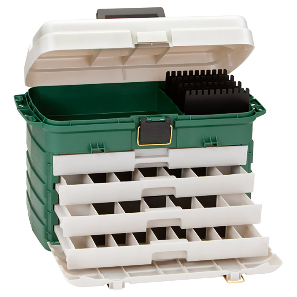 Plano 4-Drawer Fishing Tackle Box - Green Metallic/Silver 1 Plano 4-Drawer Fishing Tackle Box - Green Metallic/Silver